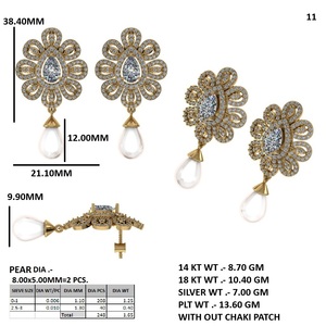 Pearl Drop <b>Earrings</b> Flower <b>Dangle</b> <b>Earrings</b> Gold Plated Jewelry for Women Party Gift - Product Image 5