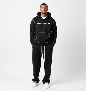 Fabricante Ranzia Industry de Sudaderas con Capucha y Pantalones Deportivos de Forro Polar Grueso Personalizados, Sudadera con Capucha y Cremallera Completa, Lavado Ácido, con Pedrería - Product Image 1