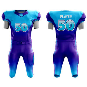 Conjunto de Uniforme de Fútbol Americano para Hombre, Sublimado, Manga Corta, Absorbente de Humedad, Ajustado, Degradado Azul Morado 50 - Product Image 1