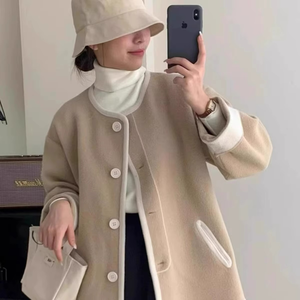 Cárdigan de punto cálido para mujer con cuello redondo, abotonado, largo regular, estilo casual para invierno - Product Image 3