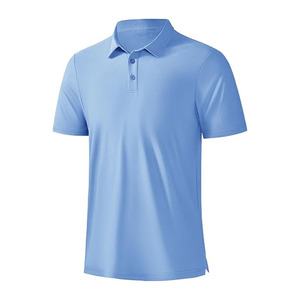 Camisa de Golf Azul Claro para Hombre, 100% Algodón, Secado Rápido, Manga Corta, Tejido de Punto, Cuello Deportivo, Talla XL - Product Image 2