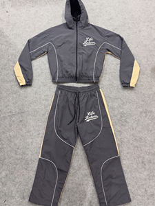 Custom OEM Orange Men Tracksuit Two Piece Set Full <b>Zip</b> <b>Hooded</b> Windbreaker Jacket Casual Piping Sweatpants Streetwear Suits Set - Product Image 6