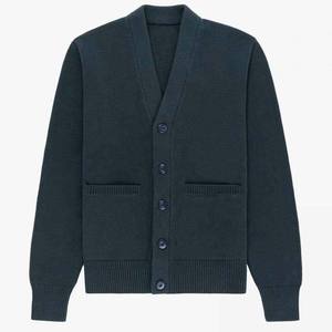 Men's V-neck Wool <b>Cardigan</b> Full Sleeve Button Closure Autumn Style Solid Color Anti-Pilling Standard <b>Thickness</b> Plain Knitting - Product Image 2