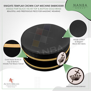 Casquette Couronne des Templiers - Badge en Velours Brodé Noir et Blanc pour Utilisation en Extérieur et en Soirée - Product Image 4