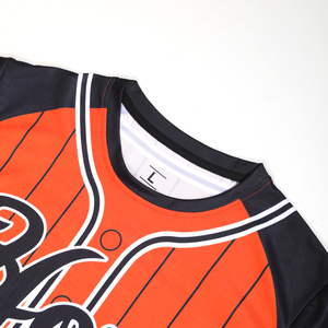 Maillot de baseball personnalisé orange et noir uni à manches courtes avec cordon de serrage, nom de l'équipe imprimé, sublimation, évacuation de l'humidité - Product Image 6