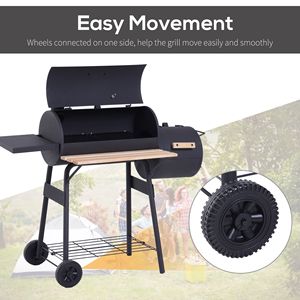 Griglia BBQ a Carbone con Ruote, Ventilazione Laterale, 2 Ripiani, Griglia Metallica, Termometro per Affumicatura e Pizza - Product Image 5