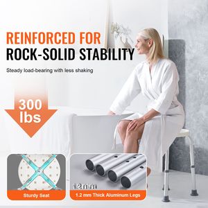 Tabouret de douche réglable en hauteur pour personnes âgées et adultes handicapés - Siège de baignoire et chaise de douche antidérapants - Product Image 2