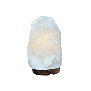 Auténtica Lámpara de Sal Blanca del Himalaya, Hecha a Mano con Sal de Cristal Premium y Base de Madera para una Iluminación Decorativa Elegante - Product Image 4