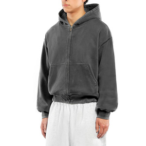 Casual Fashion Oversized Zipper Hooded Solid Color <b>Thick</b> <b>Fleece</b> Breathable Material Eco-Friendly Sportswear - Product Image 1
