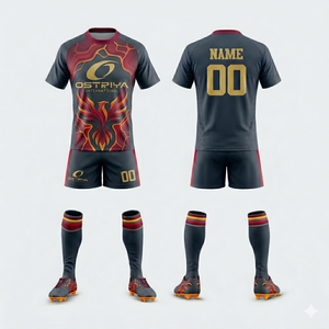 100% <b>Polyester</b> Men's Rugby Uniform Set Adults Sportswear Jersey Unisex Crew Neck Heat Transfer Breathable Short Quick Dry Front - Product Image 1