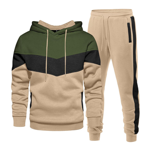 Conjunto Deportivo para Hombre con Capucha y Bloques de Color, Manga Larga, Cierre con Cordón, Estilo Casual, para Otoño, con Patrón Azul, Amarillo y Blanco - Product Image 5