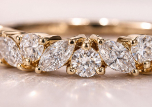 Marquise Lab Grown Diamond Half Eternity Band <b>Stacking</b> Wedding Engagement Rose Gold <b>Silver</b> Luxury Diamond <b>Ring</b> - Product Image 5