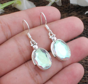 Pendientes de Topacio Místico, Plata de Ley 925, Pendientes de Gota con Fuego Arcoíris, Joyería de Piedras Preciosas Genuinas, Fabricante Mayorista - Product Image 2