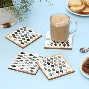 Wood Resin Checker Board <b>Coasters</b> Rectangle Table Mats Modern Eco Friendly <b>Drink</b> <b>Coasters</b> for Kitchen Dining - Product Image 2