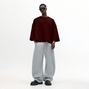 Wholesale 280 GSM <b>Drop</b> Shoulder Knitted Polyester/Cotton Heavyweight Oversized Sweatshirt Custom Logo Puff Printing Sweats - Product Image 5