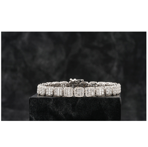 Bracelet cubain contemporain en argent sterling 925, inspiré des diamants, pour un usage quotidien, des événements et des cadeaux - Product Image 1