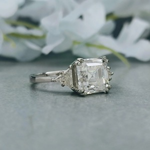 2.01CT Asscher Cut Moissanite Engagement <b>Ring</b> Taper Side Stone Gold Plated Women Wedding Anniversary Gift - Product Image 5