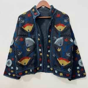 Chaqueta Bomber de Algodón Indio Bordada a Mano Kantha para Mujer, Estilo Étnico, Reversible, Ecológica, Acolchada, para Festivales - Product Image 3