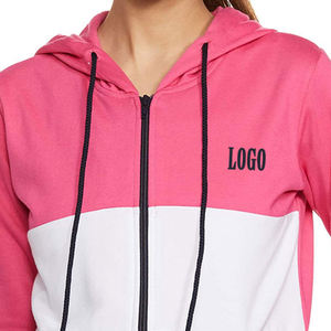 Sweat à capuche color block de haute qualité pour femmes, design décontracté et tendance, fermeture éclair avec logo et manches longues, idéal pour les acheteurs en gros - Product Image 5