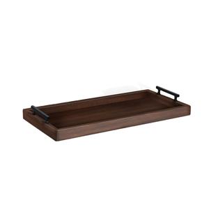 Bandeja de madera de diseño elegante en color blanco suave con forma rectangular y asas resistentes, ideal para servir y decorar el hogar - Product Image 1