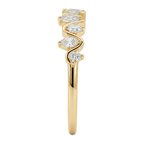 Moissanite DEF Color VS VVS Clarity Marquise & Round Lab Created Diamond Engagement Ring Zig Zag Ring 9K 10K 14K 18K Solid Gold - Product Image 4