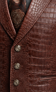<b>Men's</b> Genuine <b>Leather</b> Waistcoat Embossed Single Breasted Formal <b>Vest</b> Autumn Outerwear - Product Image 4