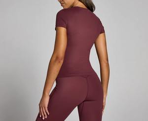 Camiseta de Manga Corta con Cuello Redondo para Mujer, al por Mayor, Personalizada, Económica, Casual, Ajustada, Lisa, Básica, para Damas - Product Image 4