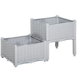 Fioriera rialzata classica grigio ruggine a 2 pezzi con gambe e giardinaggio verticale per erbe aromatiche e verdure - Product Image 1