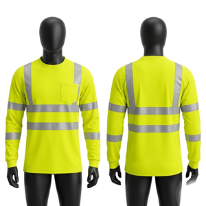 เสื้อแจ็คเก็ตทำงานสีเหลืองสะท้อนแสงแบบนีออน 180 GSM ผ้าโพลีเอสเตอร์ผสมฝ้าย แถบสะท้อนแสงเพื่อความปลอดภัย พิมพ์โลโก้ตามสั่ง - Product Image 1