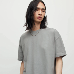 Camiseta de Algodón Gris Extra Grande para Hombre, Cuello Redondo, Manga Corta, Estilo Minimalista, Color Sólido, Corte Jersey, Largo Regular - Product Image 4