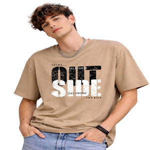 Camiseta de Manga Corta para Hombre, Cuello Redondo, Color Beige, Corte Regular, Algodón Jersey, Estilo Casual, Tejido de Punto Transpirable, Esa 180g, Secado Rápido - Product Image 2