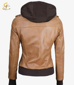 Chaqueta de Motociclista con Capucha Desmontable, de Algodón/Fibra de Bambú Marrón, Diseño Personalizado, Tejida para Invierno - Product Image 2