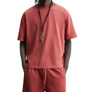 Conjunto de 2 piezas de camiseta y pantalones cortos con efecto lavado ácido, estilo oversize, hombros caídos, personalizable, ¡superventas! - Product Image 1