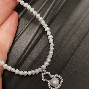 Collier de perles de gourde d'eau douce naturelles très vendues, 3-4 mm, cercle presque parfait, forte luminosité, légers défauts, vente en gros - Product Image 3