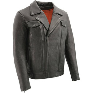 SAMROZ SPORTS Unisex Premium Buffalo Leather Cruiser Motorcycle Classic MC Style Ventilation Rider <b>Jacket</b> - Product Image 1