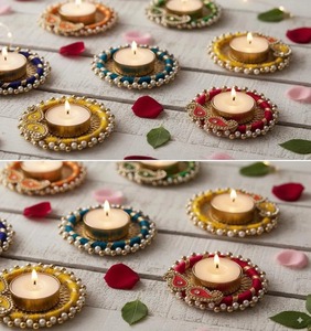 เชิงเทียนโลหะงานคุนดันสำหรับตกแต่งทางเข้า ตกแต่งบันได มินิรังโกลีสำหรับเทศกาลดีวาลี 2026 - Product Image 2