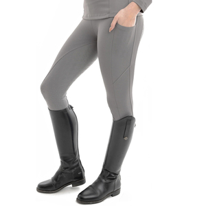 Leggings de equitación de talle alto para mujer con bolsillos para teléfono, ajuste moderno, asiento completo con agarre, color gris - Product Image 5