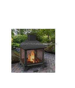 Foyer extérieur carré en fer avec couvercle de sécurité en maille parfait pour les soirées en famille et le plaisir du feu en toute sécurité à l'extérieur - Product Image 3