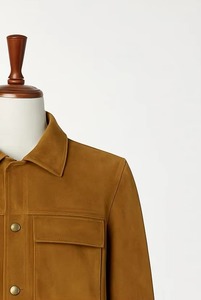 Men's Suede Shirt Jacket Workwear Style Turn-<b>down</b> Collar Solid Color Button Closure Autumn Regular Fit - Product Image 4