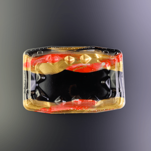 Barquette alimentaire jetable en PET avec couvercle transparent, design rouge et or, emballage blister pour sushis - Product Image 6