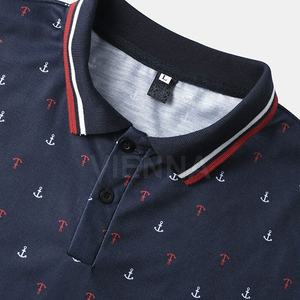 Camiseta de Cuello Alto para Hombre, Tejido Antiarrugas, Antidesgarro, Tejido de Punto Estampado, Rayas Blancas, Manga Corta, para Golf - Product Image 5