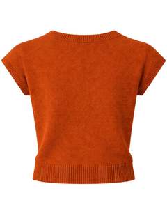 Suéter de Punto sin Mangas para Mujer, Color Naranja Óxido, Personalizado, Suave y Ligero, Cuello Redondo, Informal, Chaleco de Verano, Elegante y Moderno - Product Image 2