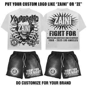 260 GSM Premium Cotton Oversized T Shirt and Shorts <b>Set</b> Black White Custom Puff Print Embroidery OEM ODM - Product Image 1