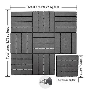 แผ่นกระเบื้องประสานประสาน27แพ็คสีเทาเข้ม12 "x 12" พื้นระเบียงคอมโพสิตกลางแจ้งสำหรับพื้นพลาสติกสี่แผ่นสำหรับทุกสภาพอากาศ - Product Image 6