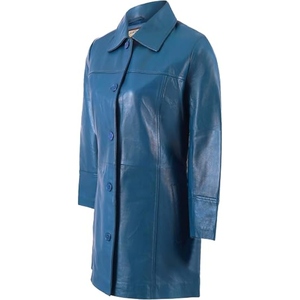 Abrigo Largo de Cuero para Mujer, Chaqueta Larga Clásica con Botones al Frente, Prenda Exterior Elegante y a la Moda, Fabricación Personalizada OEM, Etiqueta Privada, Venta al Por Mayor - Product Image 2