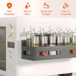 4 Pack Strong Magnetic Spice Rack for Refrigerator Multipurpose 4-Hook <b>Shelf</b> Organizer for <b>Kitchen</b> & Bathroom - Product Image 2