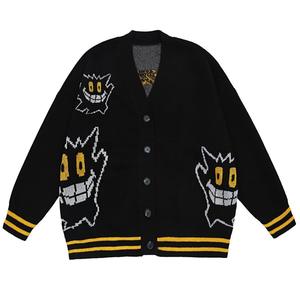 Cárdigan Transpirable con Cuello en V para Hombre, Estilo Universitario, Suéter de Punto a Rayas para Uso Casual en el Campus - Product Image 1