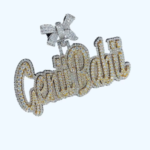 Pendentif personnalisé nœud papillon plaqué or 18 carats, style hip-hop glacé, bijoux fins unisexes, pendentifs et breloques - Product Image 2