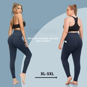 Leggings de yoga personnalisés pour femmes, grande taille, taille haute, effet ventre plat, extensibles, respirants, en Spandex/Coton, longueur genou, 180g - Product Image 4