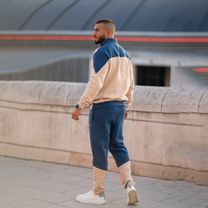 <b>Men</b> Eco-Friendly Streetwear Tracksuit Set Half Zip Sweatshirt Drawstring <b>Jogger</b> <b>Pants</b> Sporty Two Piece Outfit Polyester/Cotton - Product Image 3
